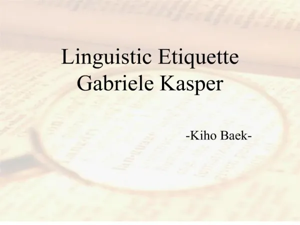 linguistic etiquette gabriele kasper