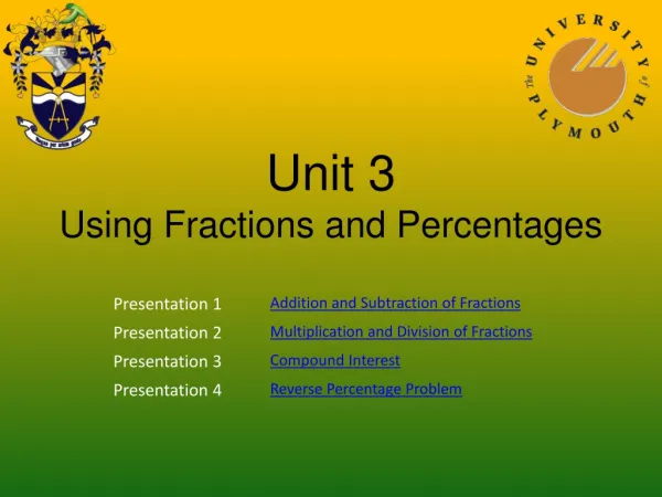 Unit 3 Using Fractions and Percentages