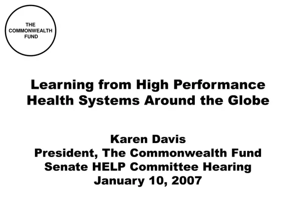 Learning from High Performance Health Systems Around the Globe