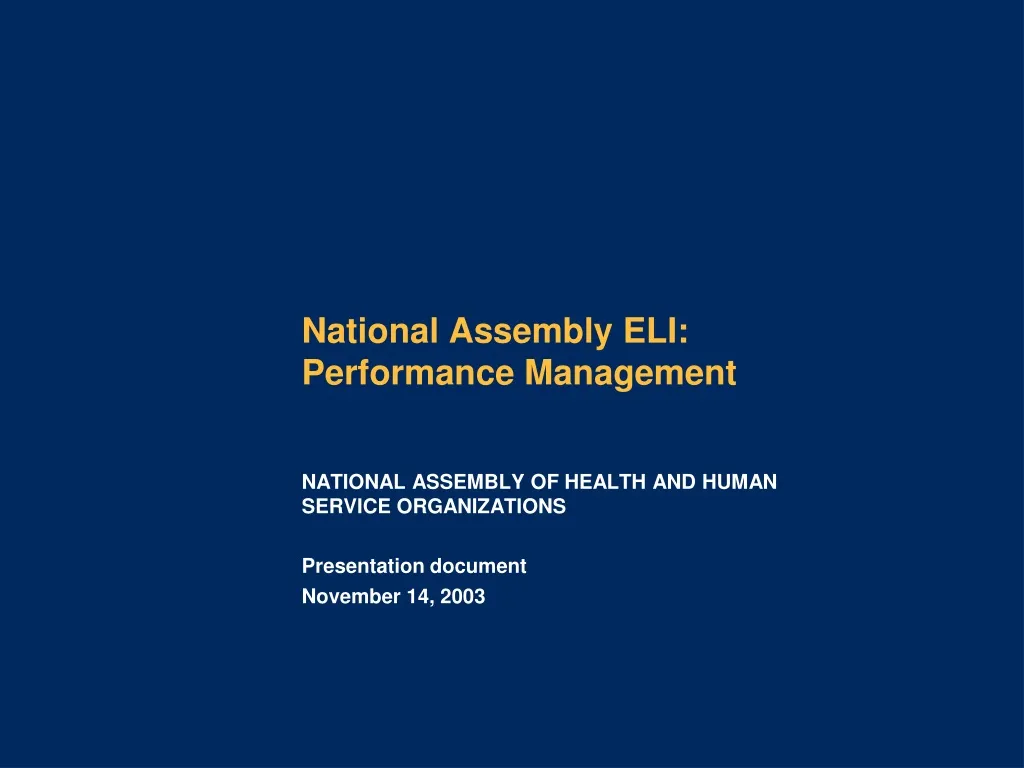 national assembly eli performance management