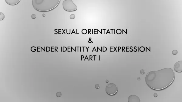 Sexual Orientation &amp; Gender Identity and Expression Part I