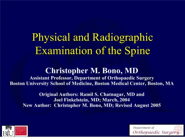 physical and radiographic examination of the spine