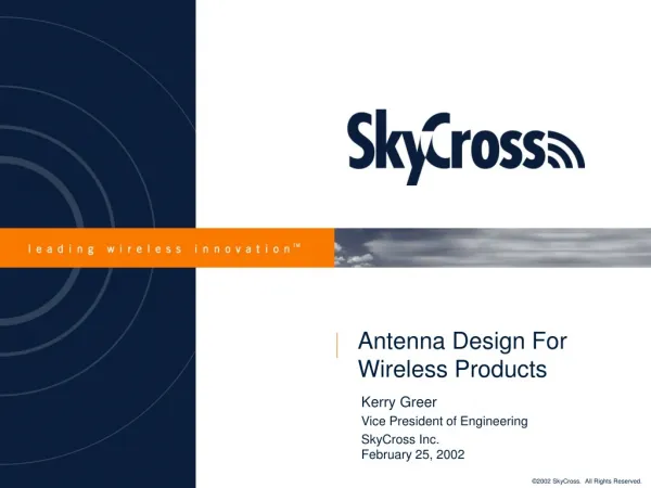 Antenna Design For Wireless Products