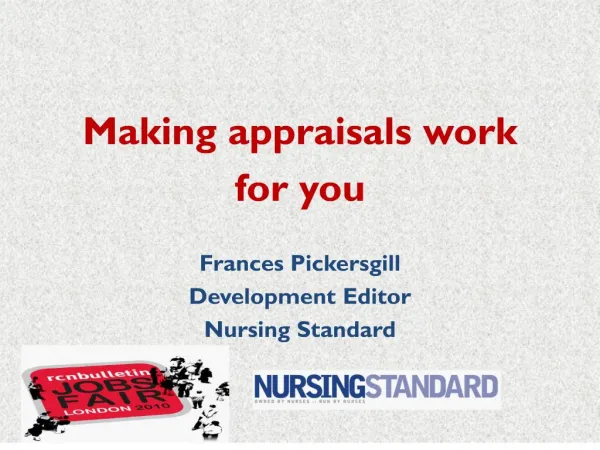 making appraisals work for you frances pickersgill development editor nursing standard