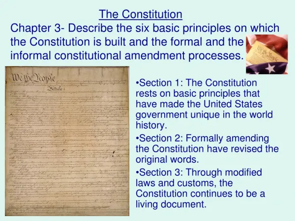 Outline the important elements of the Constitution.