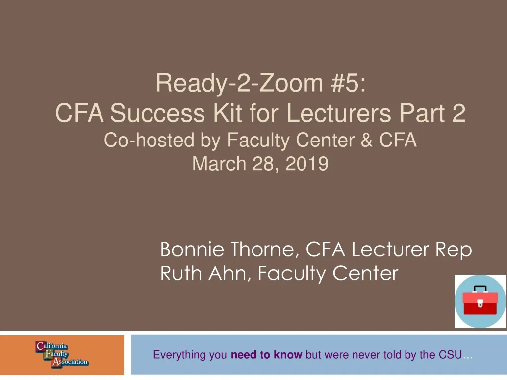ready 2 zoom 5 cfa success kit for lecturers part 2 co hosted by faculty center cfa march 28 2019