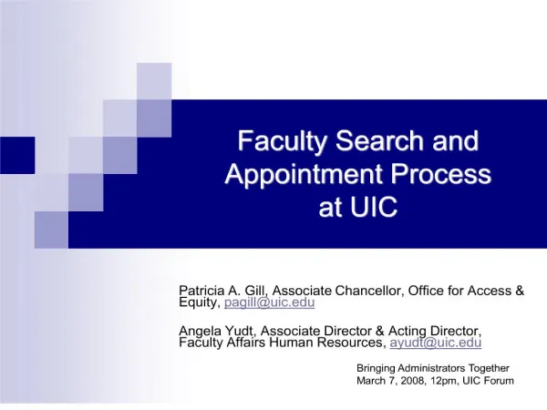 faculty search and appointment process at uic