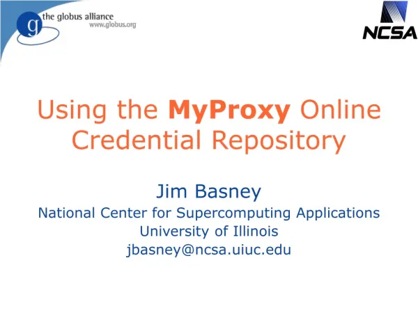 Using the MyProxy Online Credential Repository
