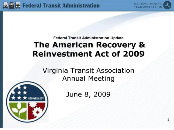 federal transit administration update the american recovery reinvestment act of 2009 virginia transit association an