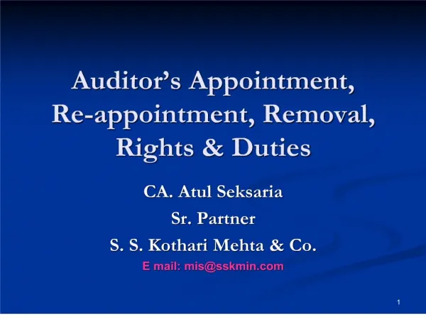 auditor s appointment, re-appointment, removal, rights duties