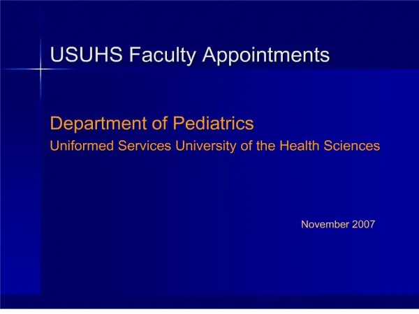 usuhs faculty appointments