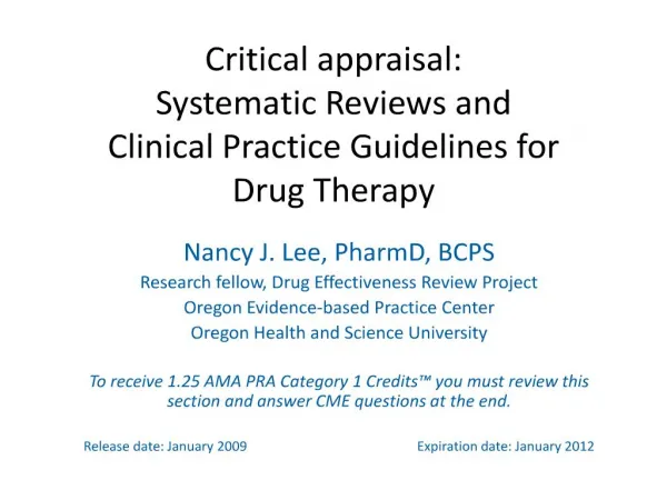 critical appraisal: systematic reviews and clinical practice ...