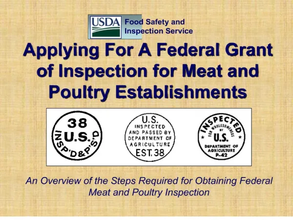 applying for a federal grant of inspection for meat and poultry establishments