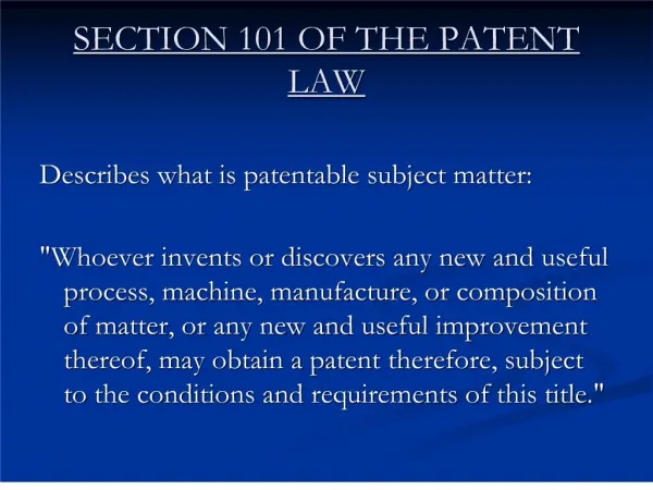 section 101 of the patent law