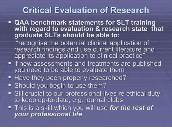 critical evaluation of research