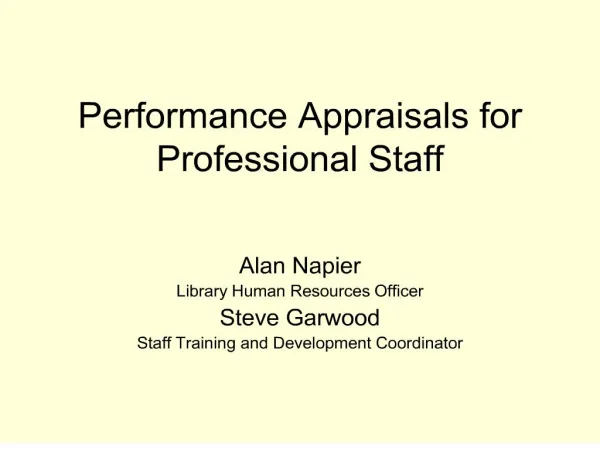 performance appraisals for professional staff