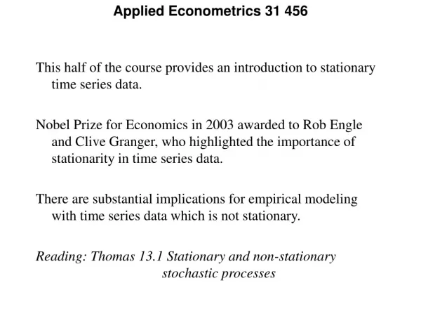 Applied Econometrics 31 456