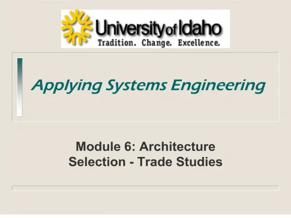 applying systems engineering
