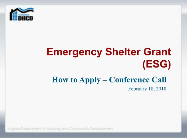 emergency shelter grant esg