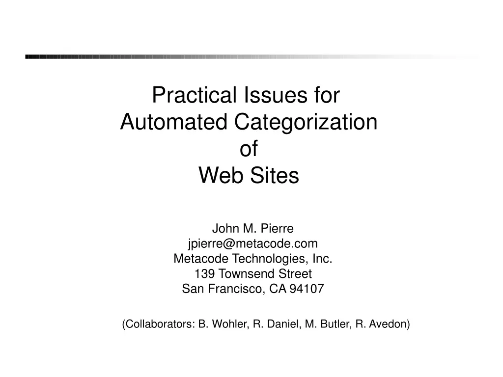 practical issues for automated categorization