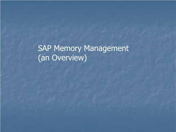 SAP Memory Management (an Overview)
