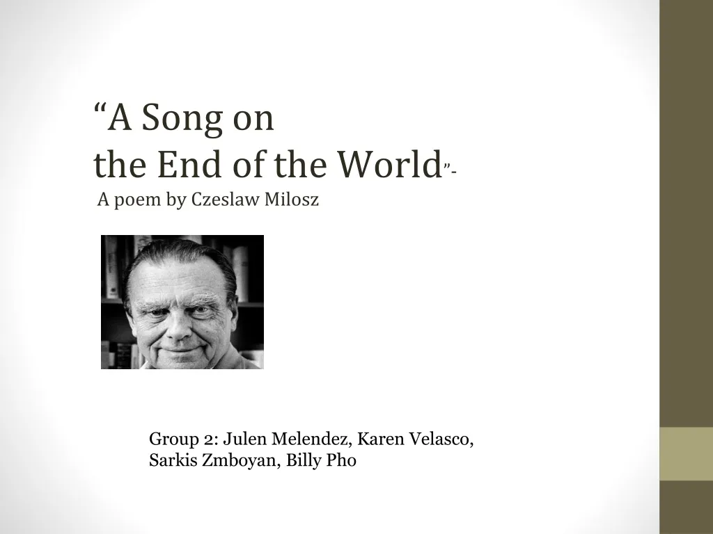 a song on the end of the world a poem by czeslaw milosz