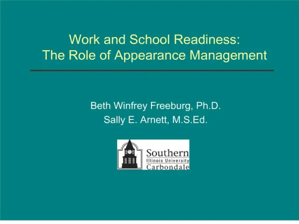 work and school readiness: the role of appearance management