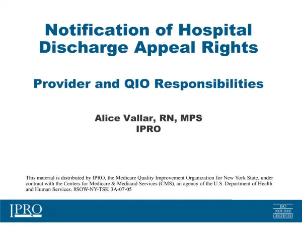 notification of hospital discharge appeal rights provider and qio responsibilities