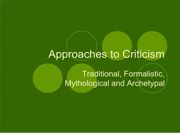 approaches to criticism