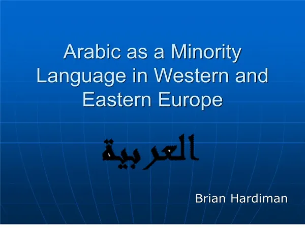 arabic as a minority language in western and eastern europe