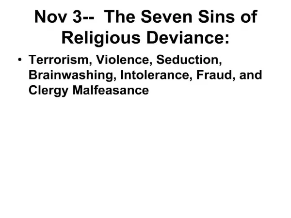 nov 3-- the seven sins of religious deviance: