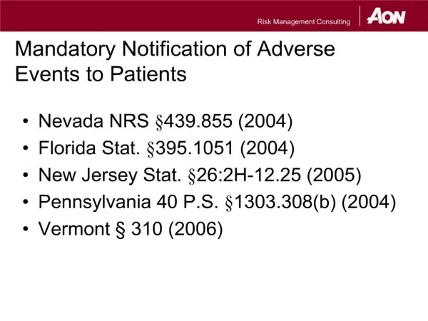 mandatory notification of adverse events to patients