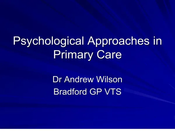 psychological approaches in primary care