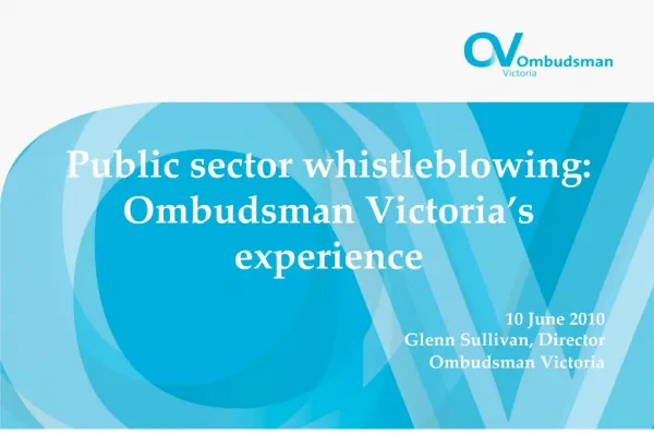 public sector whistleblowing: ombudsman victoria s experience