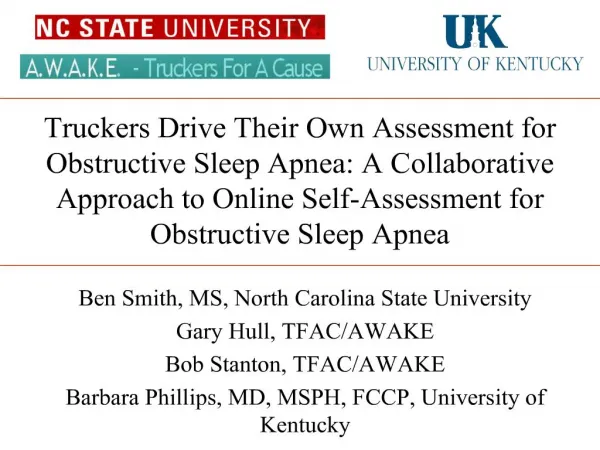 truckers drive their own assessment for obstructive sleep apnea: a collaborative approach to online self-assessment for