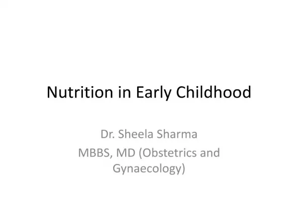 nutrition in early childhood