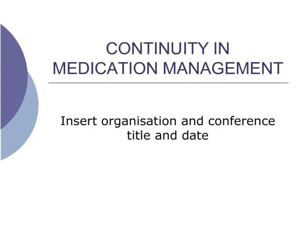 continuity in medication management
