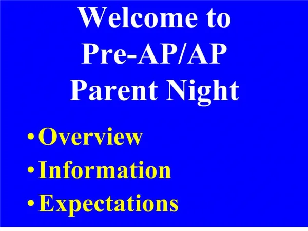 welcome to pre-ap