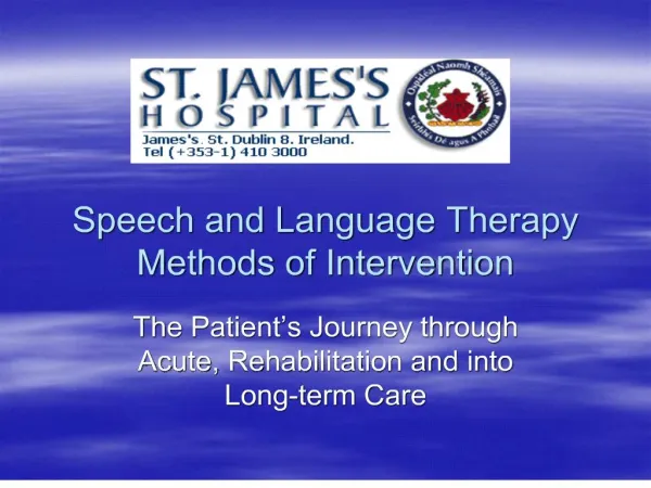 speech and language therapy methods of intervention