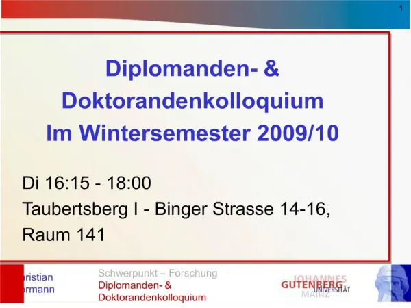 diplomanden- doktorandenkolloquium im wintersemester 2009
