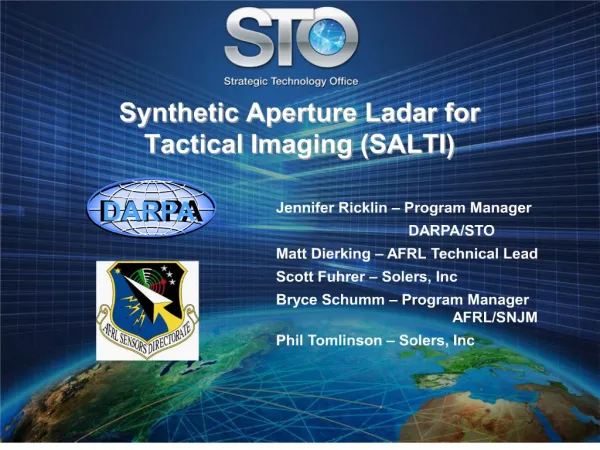 synthetic aperture ladar for tactical imaging salti
