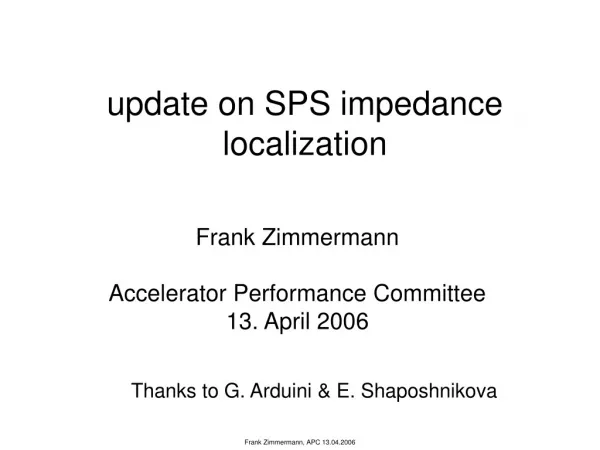 update on SPS impedance localization