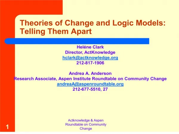 theories of change and logic models: telling them apart