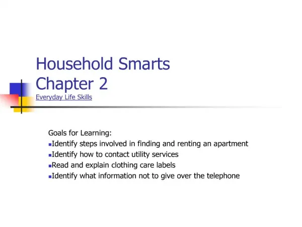 household smarts chapter 2 everyday life skills