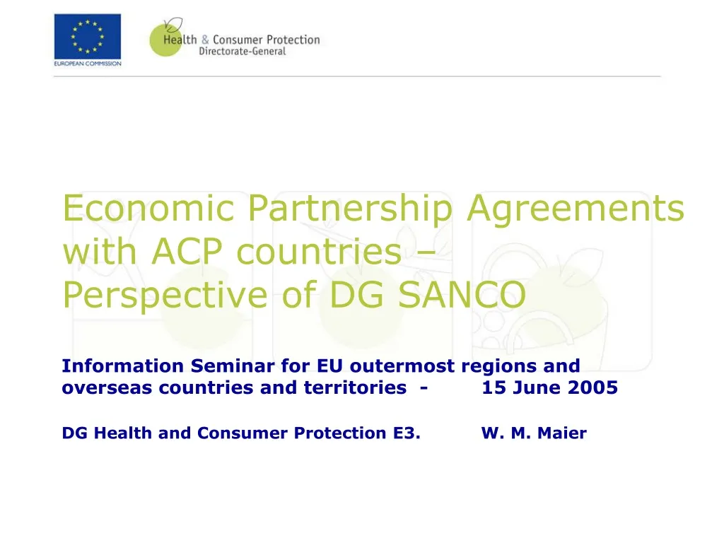 economic partnership agreements with acp countries perspective of dg sanco