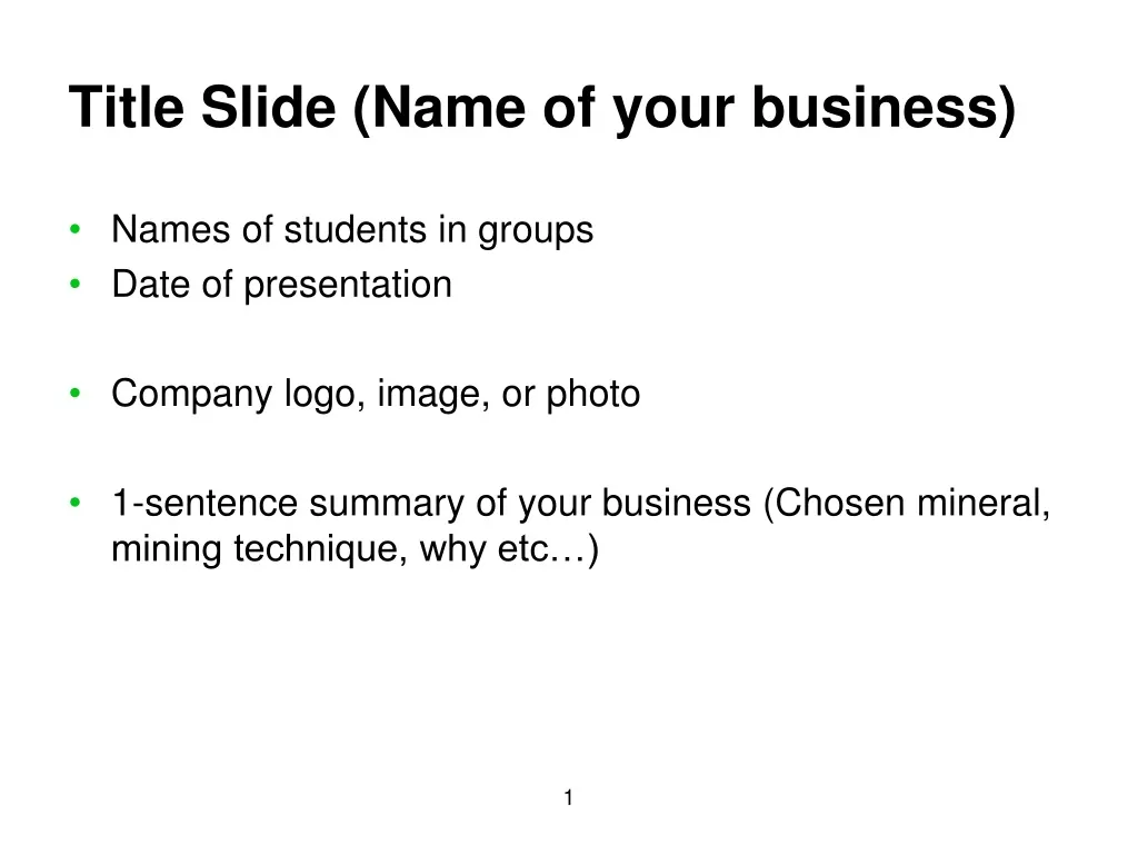 title slide name of your business