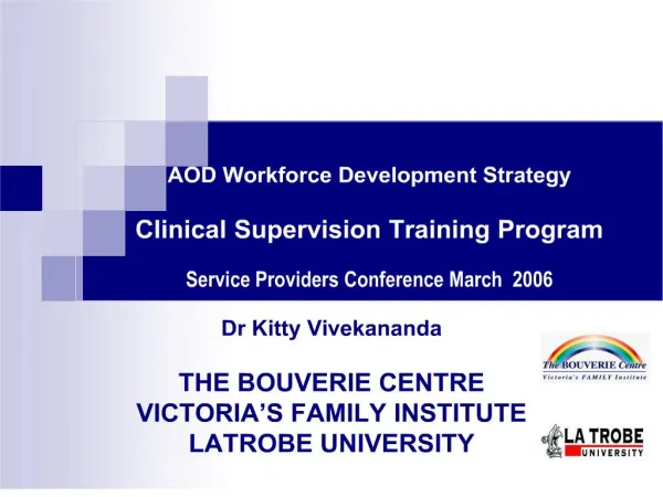 aod workforce development strategy clinical supervision training program service providers conference march 2006