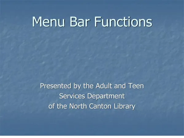 menu bar functions