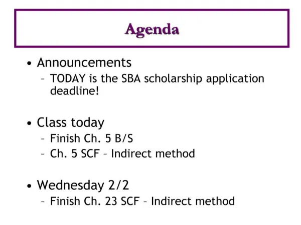 announcements today is the sba scholarship application deadline class today finish ch. 5 b