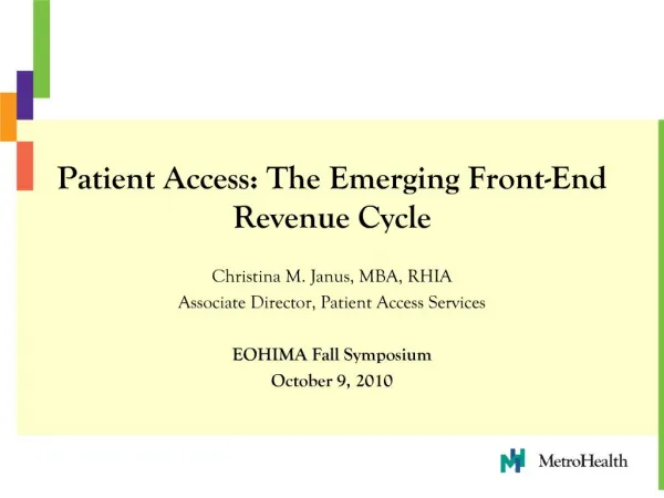 patient access: the emerging front-end revenue cycle